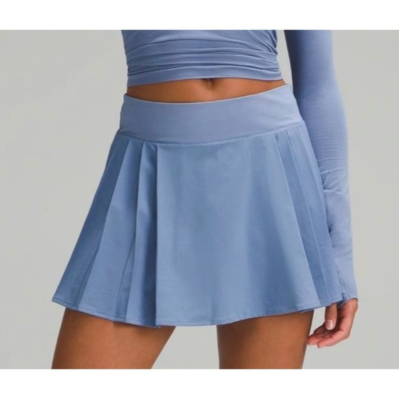 lululemon athletica Dresses & Skirts - Lululemon Side-Pleat High-Rise TENNIS SKIRT OASIS BLUE Lined Pockets SIZE 4